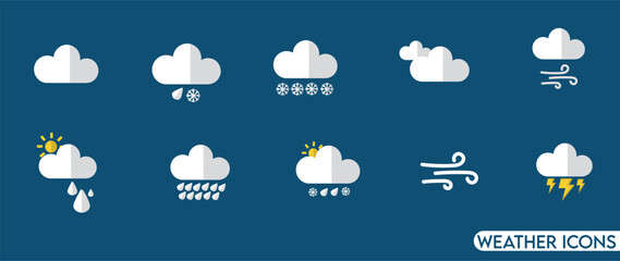Weather icon set vector illustration. Weather conditions icons