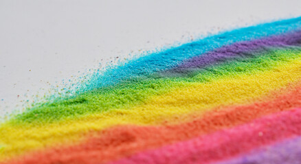 rainbow colored sand stripes colors like blue,red,green,orange,yellow,purple,pink,violet on white background in high resolution