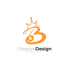 Letter B logo with crown design combination, simple letter