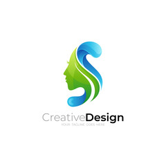 Salon icon, beautiful logo template, colorful design