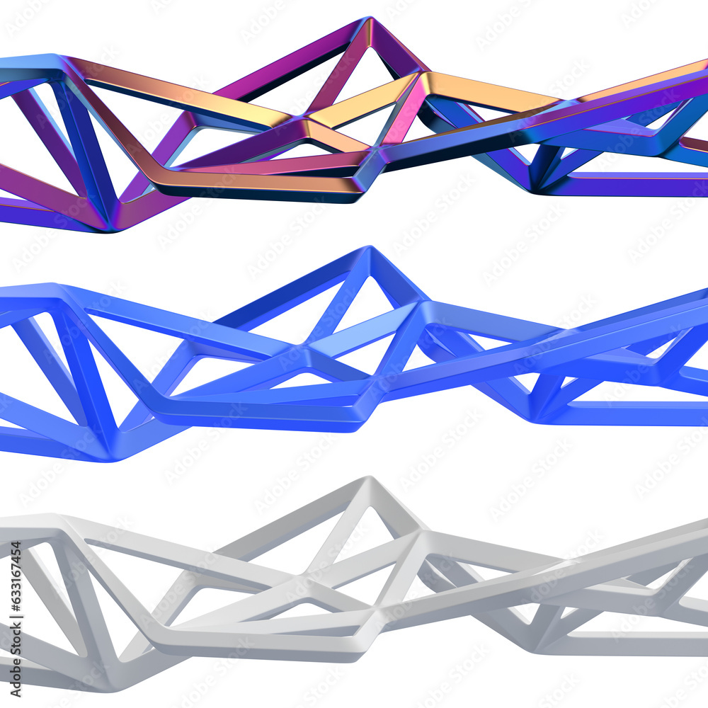 Poster set of abstract structures, 3d render