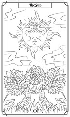 the illustration - card for tarot - The Sun card.