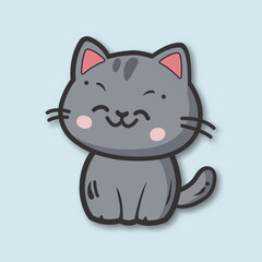 cute cate sitting and smiling, animal cartoon. 