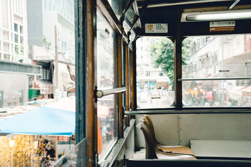 interior of a tram in Hong Kong