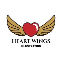 Simple Minimalist Elegant Guardian Love Heart Wings Icon Symbol Illustration