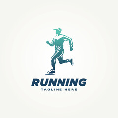 Fototapeta na wymiar simple silhouette running icon logo template vector illustration design. simple modern running clubs, athletes, marathon runners logo concept