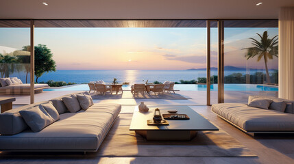 Fototapeta premium lounge chairs on the beach
