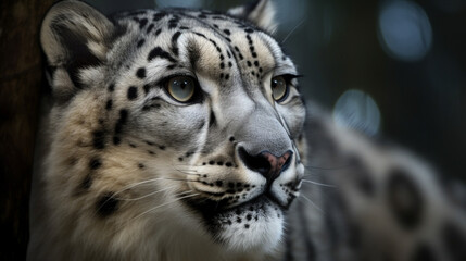 Fototapeta premium Portrait of a majestic Snow Leopard in its Natural Habitat
