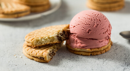 Delicious vanilla filled chocolate chip cookies on a tray with good lighting in high resolution and sharpness