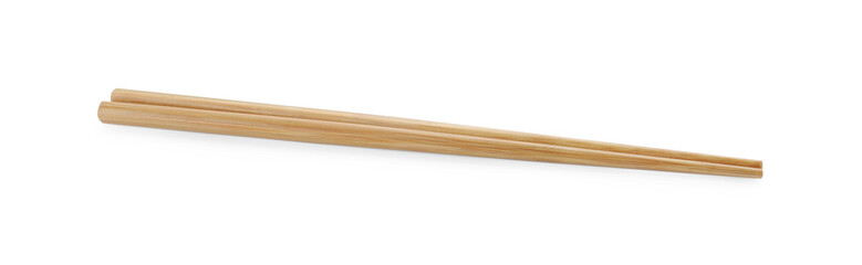 Pair of wooden chopsticks isolated on white