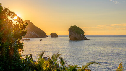 Puerto Vallarta's Los Arcos iconic islands at golden hour