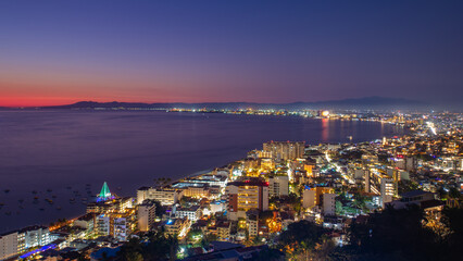 Fototapeta na wymiar View of Puerto Vallarta's city at night