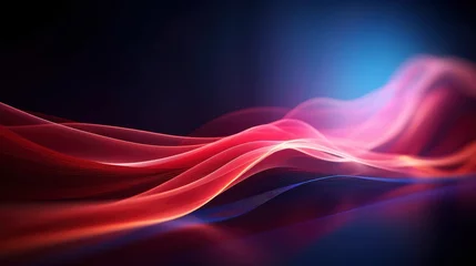 Fototapeten  Abstract futuristic background with red glowing neon moving high speed wave lines and bokeh lights. Data transfer concept Fantastic wallpaper, © Joel Valdez