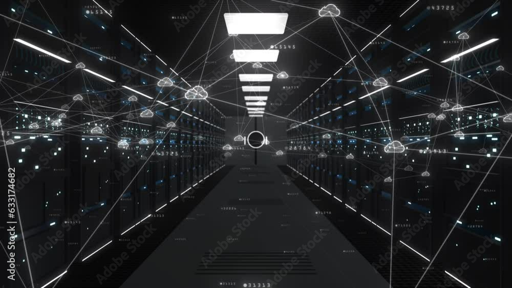 Poster cloud computing data storage concept, server cabinets for storage, data servers in a data center ser
