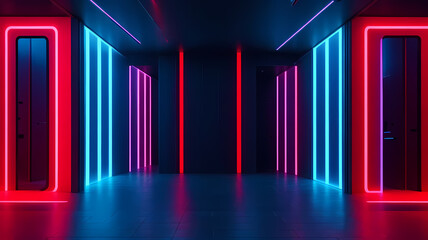 モダンな表彰台、ネオンのバックライト、未来的な背景、パステルカラー｜Modern podium, neon backlight, futuristic background, pastel colors. Generative AI