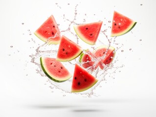 Watermelons Slices Water Splash