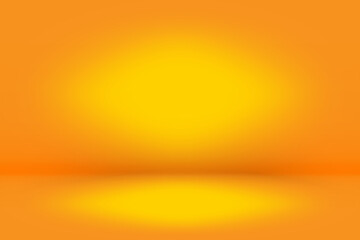 Empty orange studio. Abstract orange background with spotlight effect. Product orange showcase backdrop. Vector illustration. EPS 10.