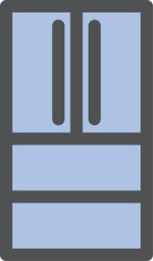 カラーシンプル電化製品の単品アイコン　冷蔵庫