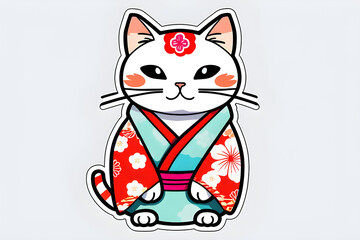 Japanese Cat in Japanese Traditional Clothes