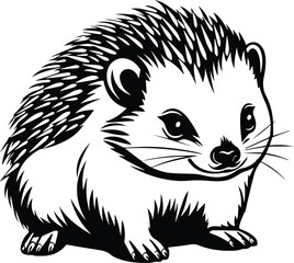 Fototapeta na wymiar Baby Porcupine Logo Monochrome Design Style