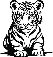 Baby Tiger Logo Monochrome Design Style