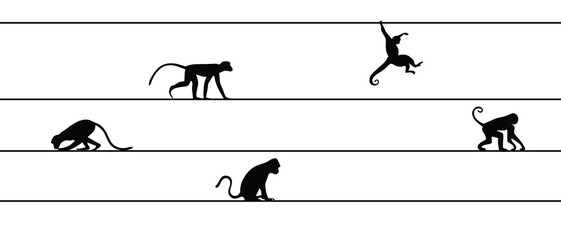 Monkey seamless pattern. gorilla hanging on rope vector. climbing animals repeat background. scarf isolated cartoon animal tile wallpaper doodle illustration design © Parbat