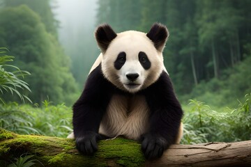 Obraz na płótnie Canvas panda on tree generated by AI tool