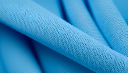 close up of fabric,3d render, abstract background with folded textile ruffle, blue cloth macro, wavy fashion wallpape.