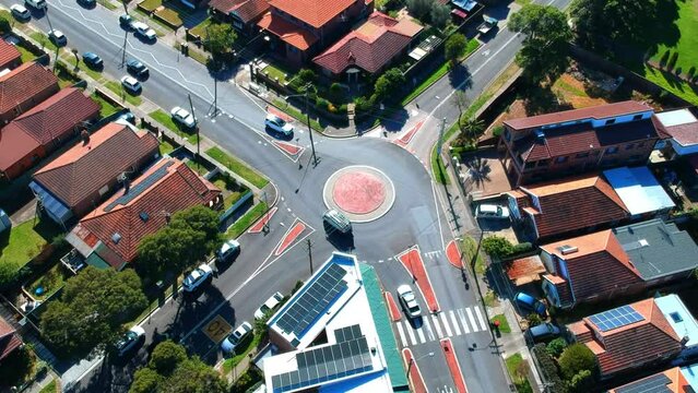 Drone Aerial view of Suburban federation residential house in Sydney NSW Australia