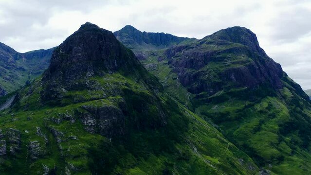 Aerial Drone Shot of The Three Sisters in Glen Coe