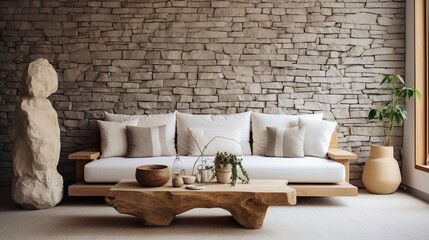 Fototapeta na wymiar Modern Simple Interior Using High-Quality Wood