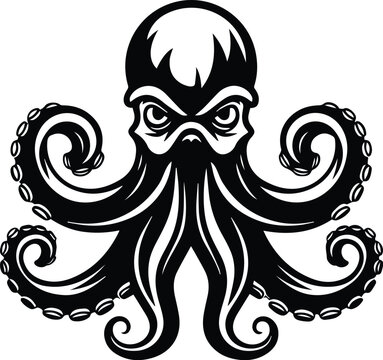 Octopus Logo Monochrome Design Style