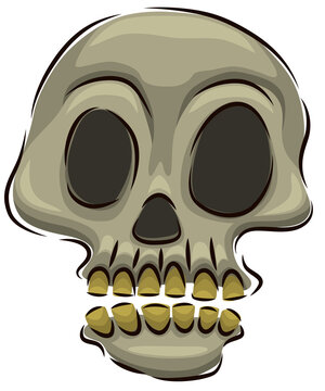 illustration vector hand drawn element cartoon cute skull