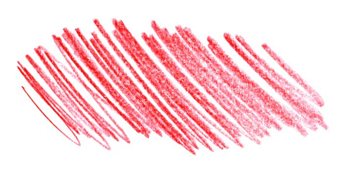 red pencil strokes isolated on transparent background