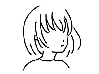 かわいい女性のシンプルな線画／手描きイラスト素材