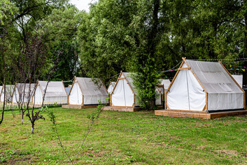 Tents in the campsite - Landscape of Nanhu Park, Changchun, China in summer