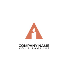 Lettermark logo of A or triangle with candle as negative space.