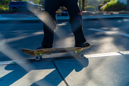 Skateboarder grinding the curb
