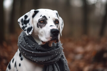 a dog wearing a winter scarf