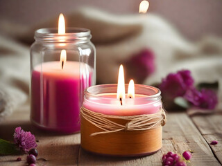 candles and rose petals - obrazy, fototapety, plakaty