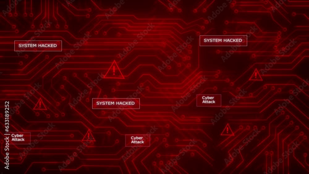 Poster attention danger glitched background. computer virus. system hacked error sign. malware, data breach