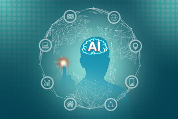 AI, artificial intelligence or AI technology concept, artificial intelligence, futuristic technology transformation, Chatbot technology
