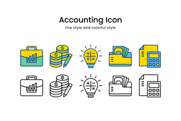 Accounting Set Icon Pack. Vector Design.