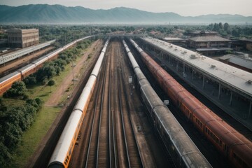 ariel view of a train in motion