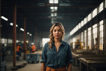 portrait of female worker in warehouse