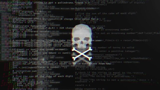 Coding hacking background Animation 4K. Data Breach, Malware, Cyber Attack, System Hacking attempts cybersecurity vulnerability. hacking attack. Computer system crash, error message. virus malware