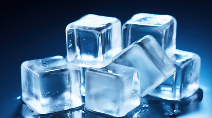 Obraz premium Ice cubes on a blue background 