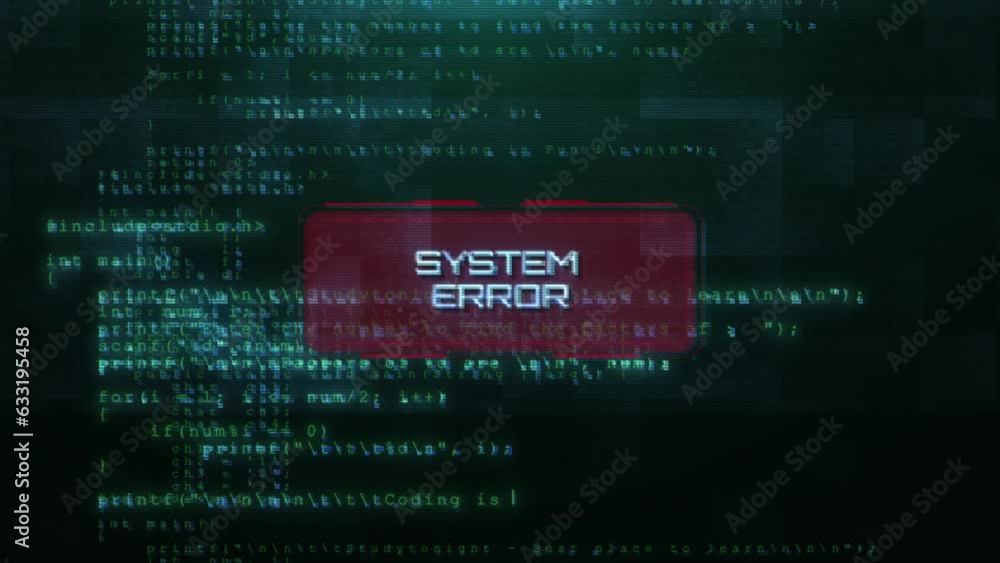 Poster attention danger glitched background. computer virus. system hacked error sign. malware, data breach