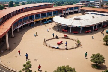 aerial view of a bus stand