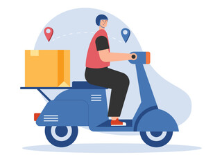 Shopping flat vector illustration. Online shopping, e-commerce, payment, delivery, order concept.